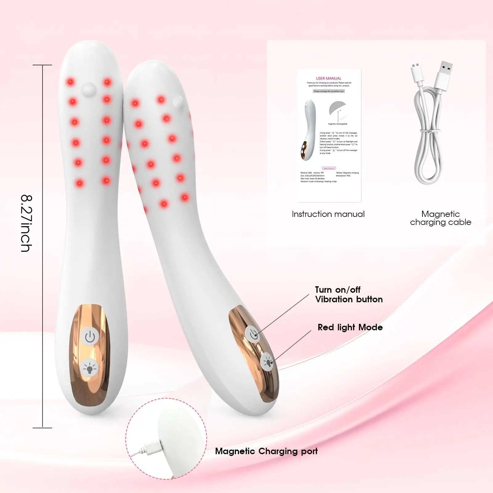 Female Red Light Therapy Device with Heating 36Pcs*360Nm Vaginal Tightening Laser Therapy Device IPX5 Waterproo Vagina Clean